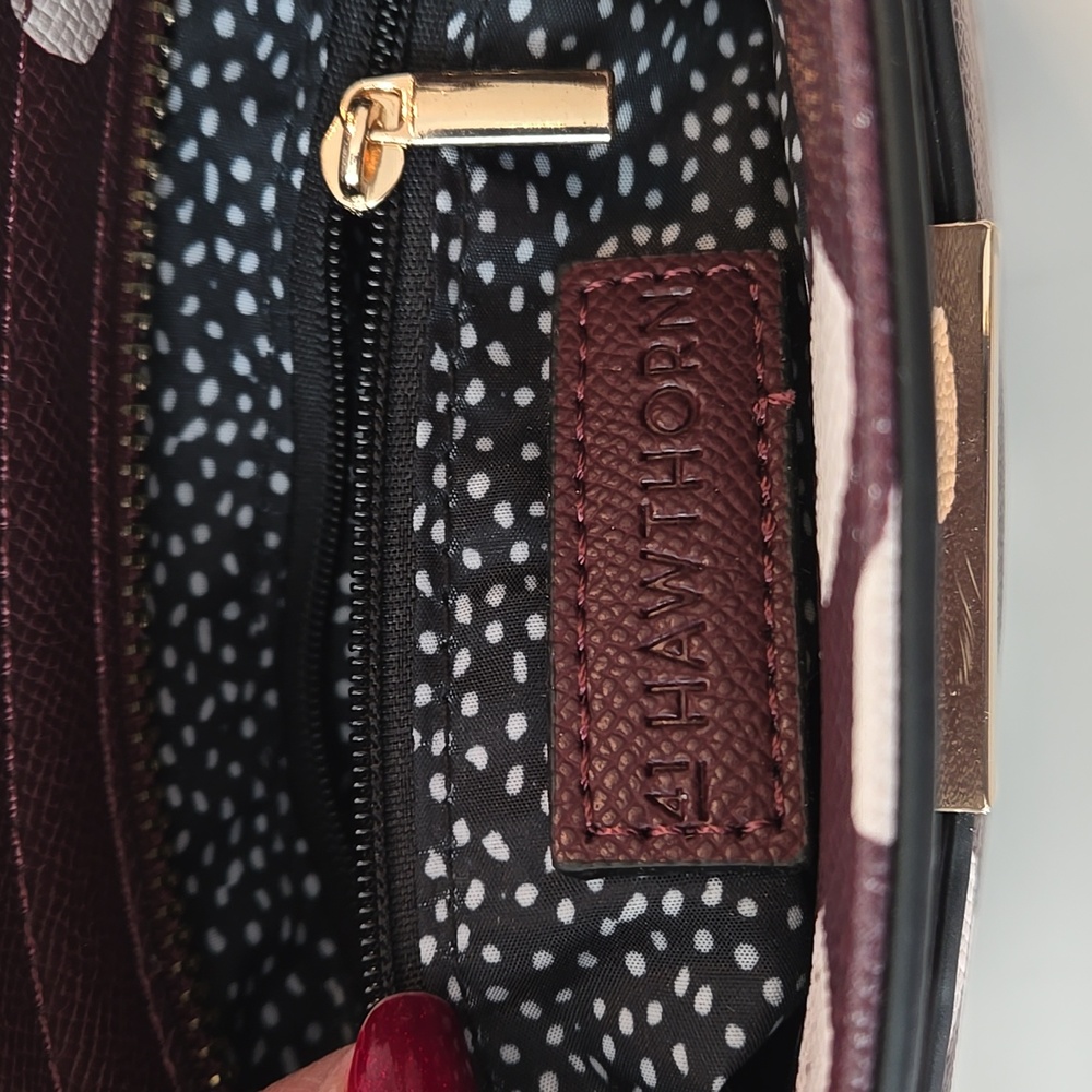 41 Hawthorn Faux Leather Crossbody Bag | Burgundy & Cream, Gold Hardware, NWOT - Picture 6 of 12